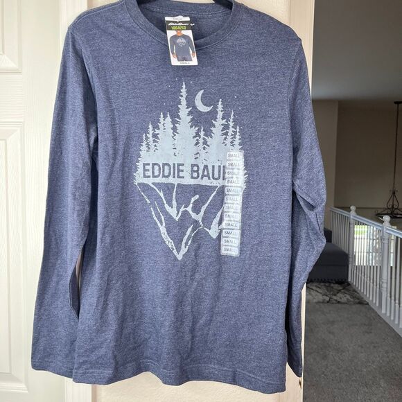 Eddie Bauer Men's Graphic Long Sleeve Tee Size S Sky Captain Reflections #711 - Picture 1 of 8